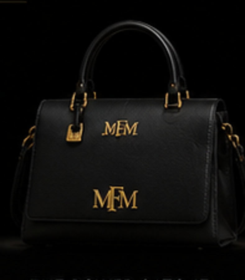 The Power Satchel in black with gold MFM plate