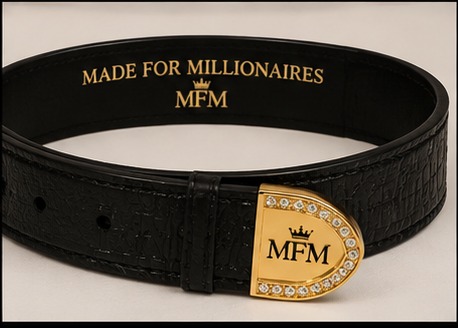 MFM women's belt gold tip with crystal accents